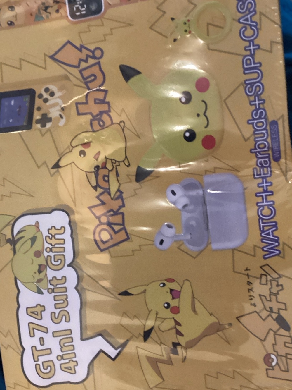 Pikachu Kids Watch & Earbuds Gift Set - Yellow Pikachu Design